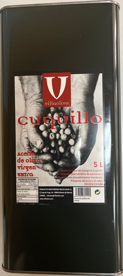VILLAOLIVO ACEITE DE OLIVA VIRGEN EXTRA CUQUILLO 5 LITROS - KANISTER